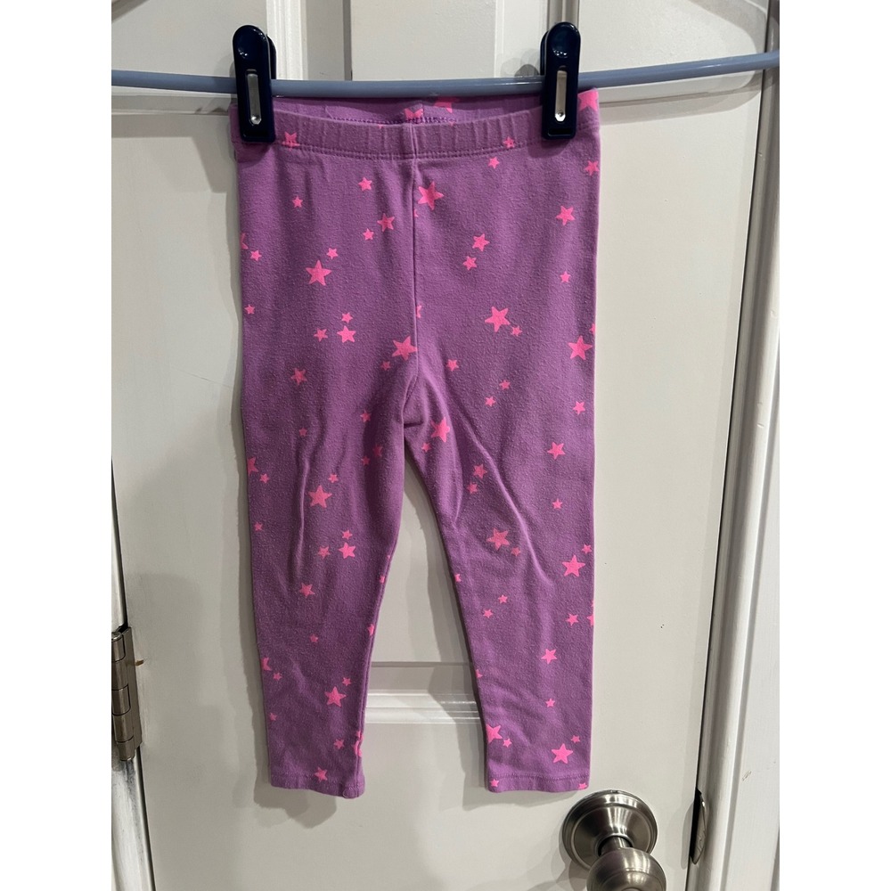 Cat & Jack Toddler Girls Purple Pink Star Print Leggings Size 2T Cotton Blend